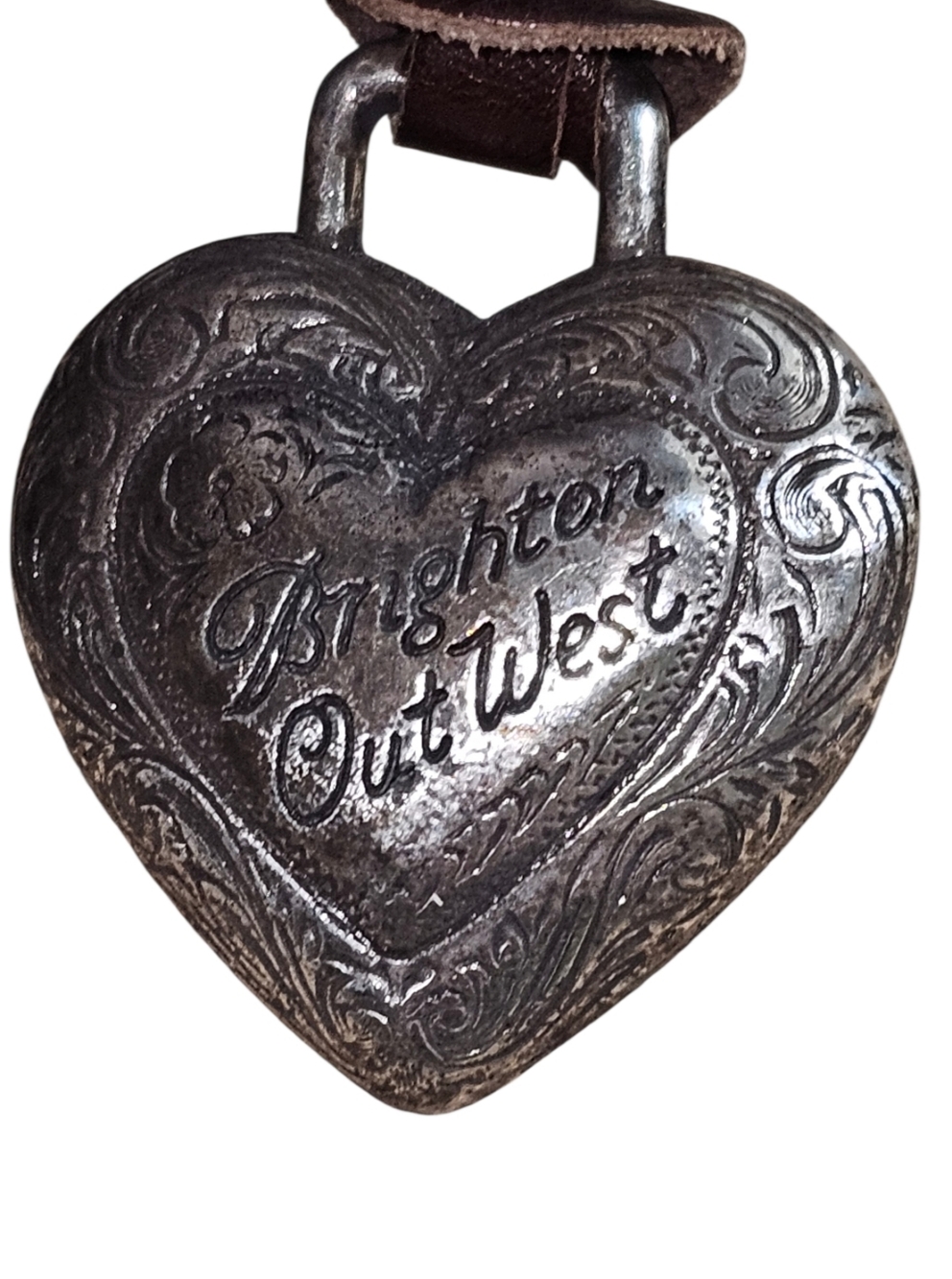 Vintage Brighton Croc Embossed Leather Crossbody Western Heart Charm + Dust Bag - Picture 5 of 10